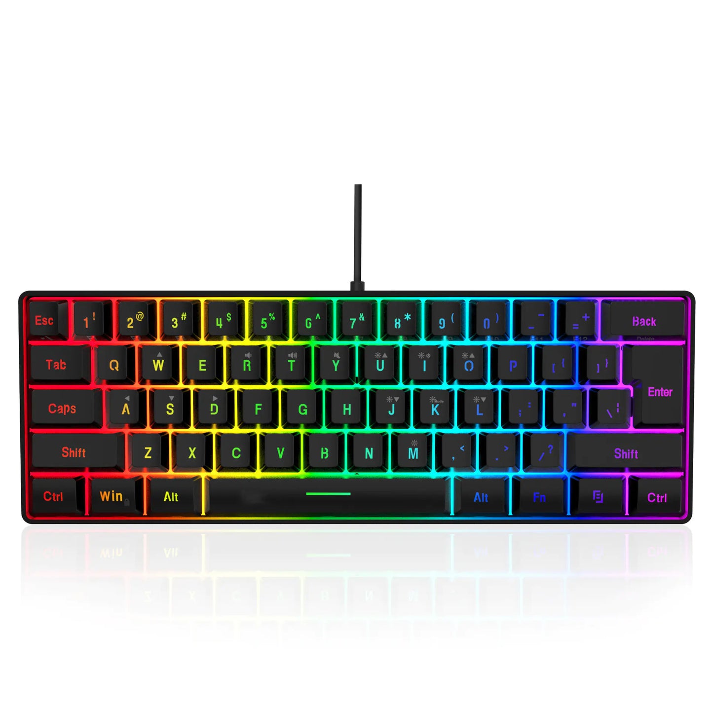 RGB 61-Key Wired Gaming Keyboard with RGB Backlight